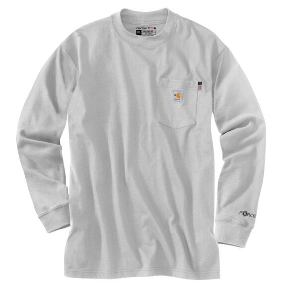 NWT Carhartt Flame-Resistant Force Cotton Long-Sleeve T-Shirt in Light Grey sz L - Picture 1 of 7